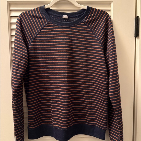 Marine Layer Sweaters - Marine Layer Navy and Orange Striped Sweater